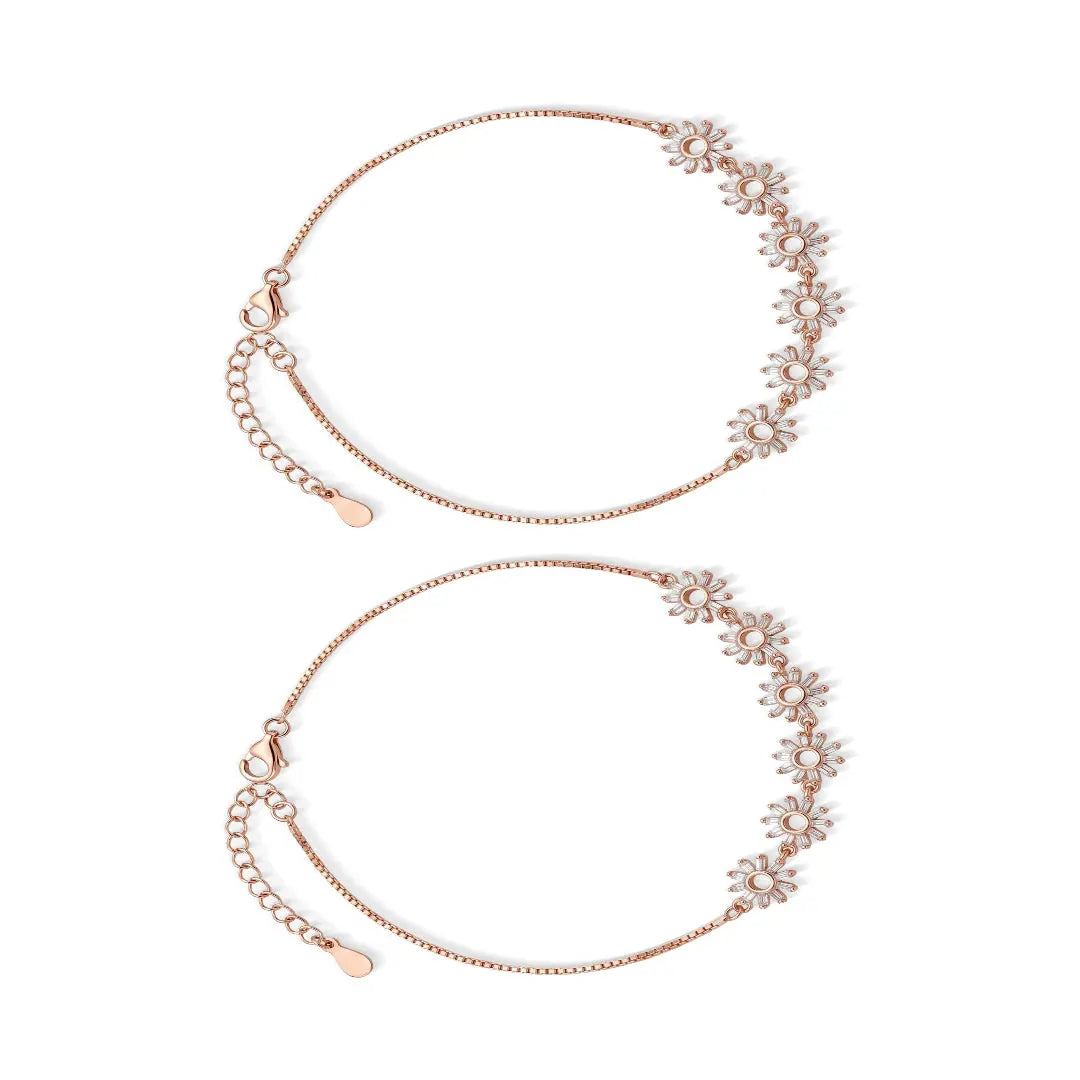 Mashha 925 Silver Sunflower Sparkle Anklet Mashha