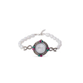 Vintage Garden Timepiece with Real white pearl Band watch