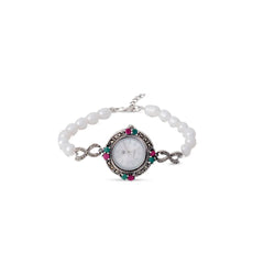 Vintage Garden Timepiece with Real white pearl Band watch Mashha