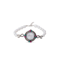 Vintage Garden Timepiece with Real white pearl Band watch