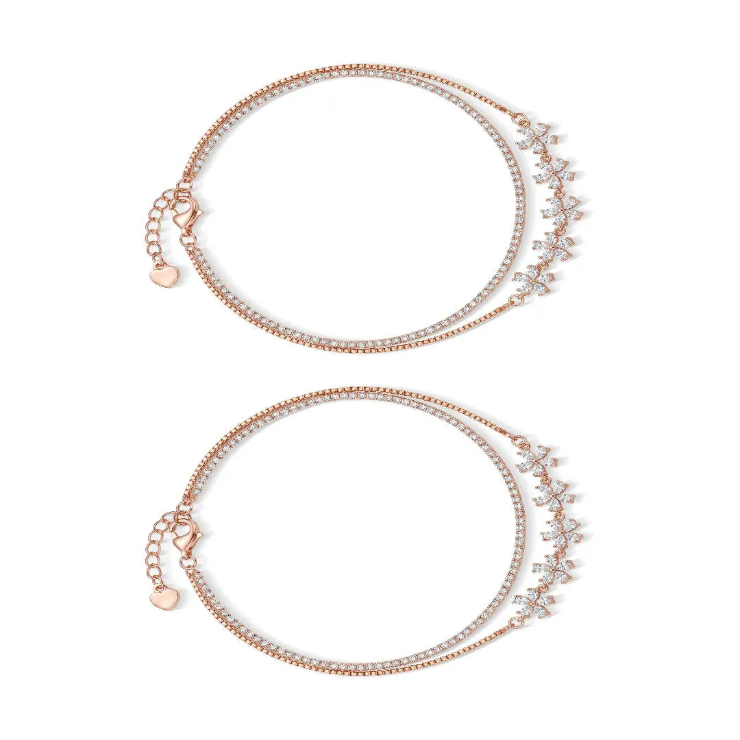 Mashha 925 Silver Sakura Sparkle Anklet Mashha