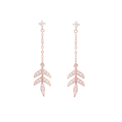 Mashha 925 Silver Blush Leaf Earrings Mashha