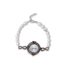 Vintage Garden Timepiece with Real white pearl Band watch Mashha