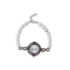 Vintage Garden Timepiece with Real white pearl Band watch