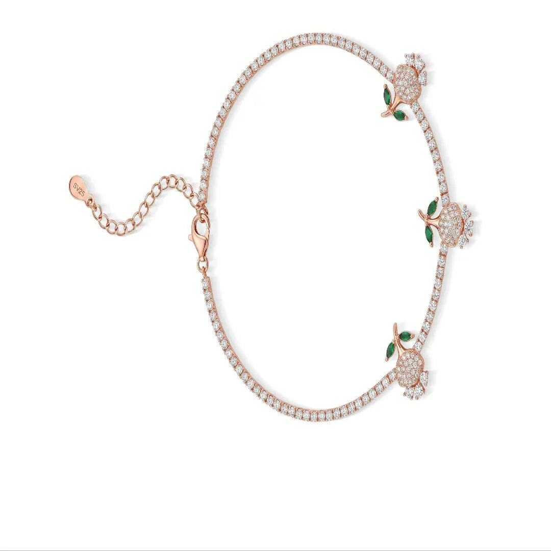 Mashha 925 Silver Rose Garden Sparkle Anklet Mashha