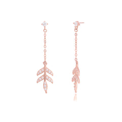 Mashha 925 Silver Blush Leaf Earrings Mashha
