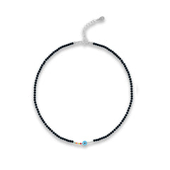 Evil Eye Beaded Silver Anklet