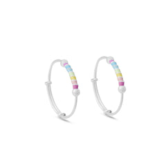 Silver Baby Kada – Pastel Rainbow Beads