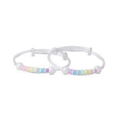Silver Baby Kada – Pastel Rainbow Beads