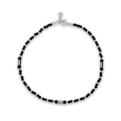 Hematite & Crystal Silver Anklet
