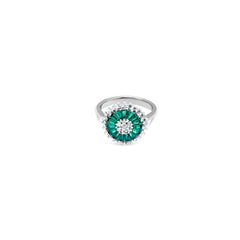 Silver Emerald Radiance Cocktail Ring