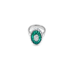 Silver Emerald Radiance Cocktail Ring