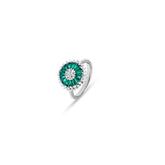 Silver Emerald Radiance Cocktail Ring