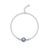 Evil Eye Silver Anklet Pair