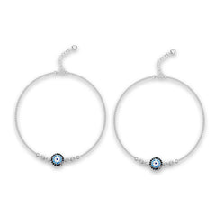 Evil Eye Silver Anklet Pair