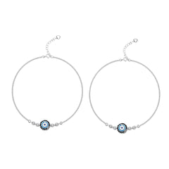 Mashha 925 Silver Evil Eye Silver Anklet Pair