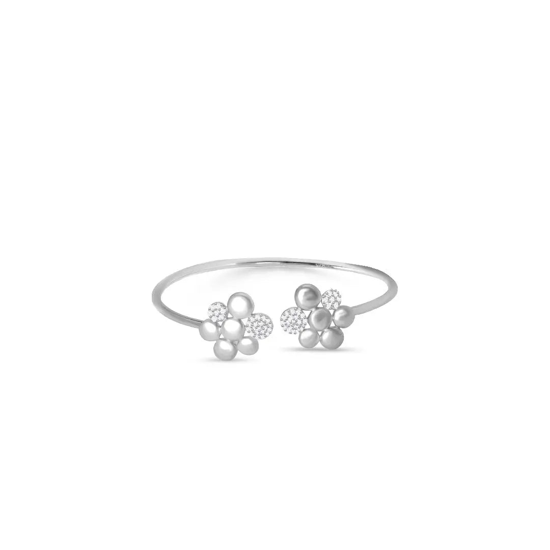 Silver Bloom Open Bangle Bracelet Mashha