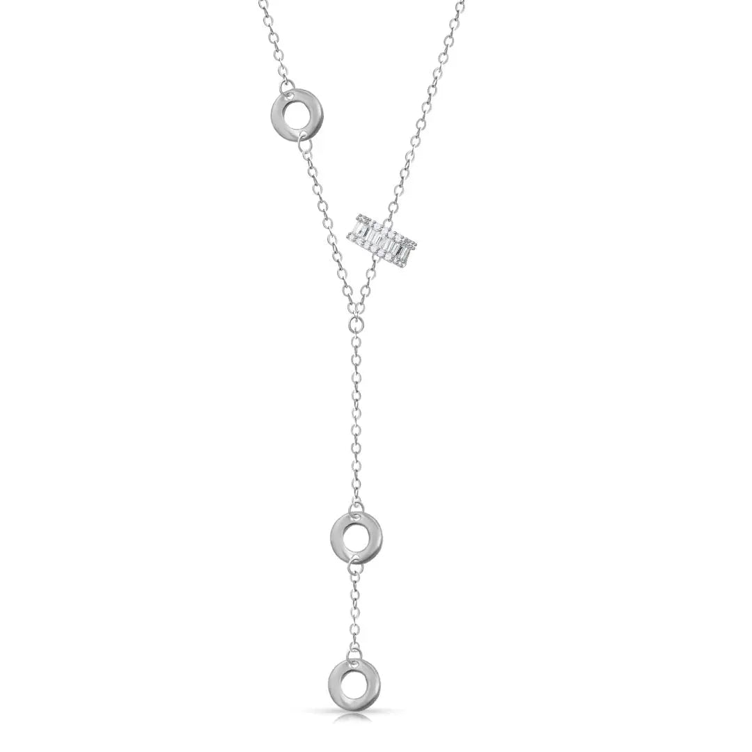 Mashha 925 Silver Rhodium Plated Orbit Grace Lariat Necklace Mashha