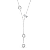 Mashha 925 Silver Rhodium Plated Orbit Grace Lariat Necklace Mashha