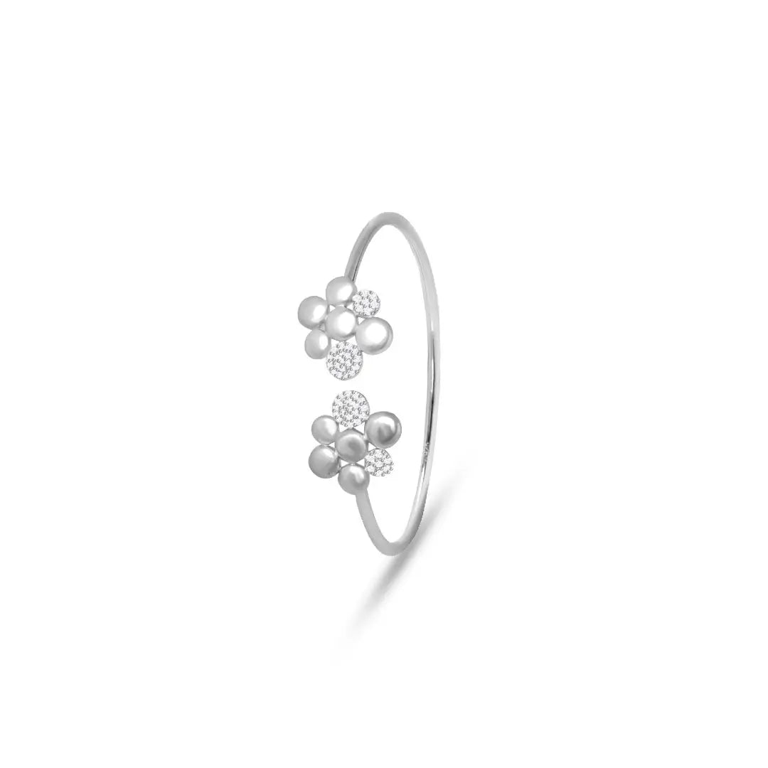 Silver Bloom Open Bangle Bracelet Mashha