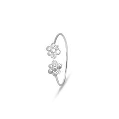 Silver Bloom Open Bangle Bracelet