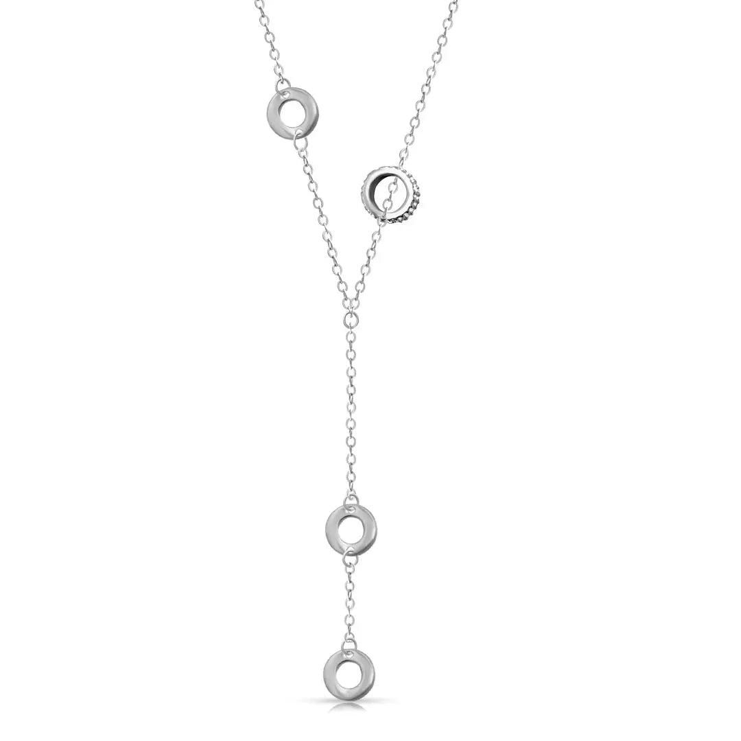 Mashha 925 Silver Rhodium Plated Orbit Grace Lariat Necklace Mashha