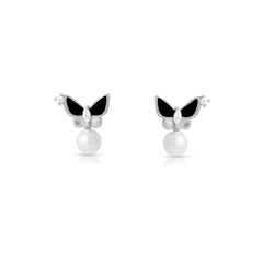 Midnight Pearl Butterfly Studs