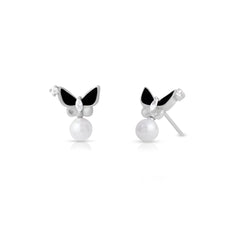 Midnight Pearl Butterfly Studs