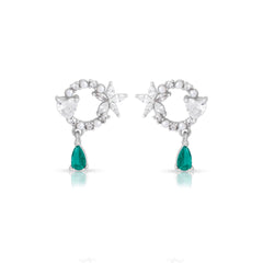Emerald Glow Crescent Earrings