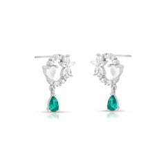 Emerald Glow Crescent Earrings