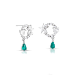 Emerald Glow Crescent Earrings