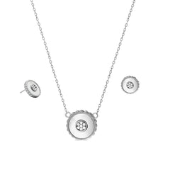 Mashha 925 Silver Rhodium Plated Luna Bloom Set Mashha