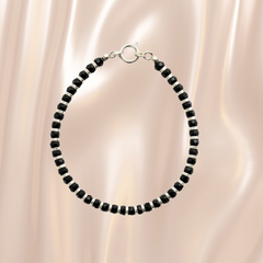 Black Bead Silver Spacer Bracelet