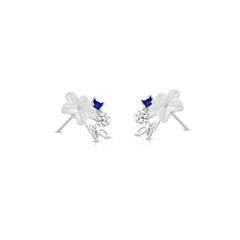 Ivory Bloom Silver Stud Earrings
