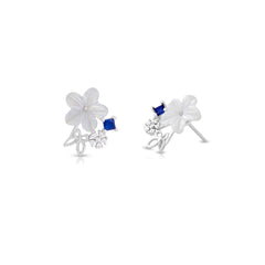Ivory Bloom Silver Stud Earrings