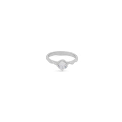 Moonlit Solitaire Silver Ring