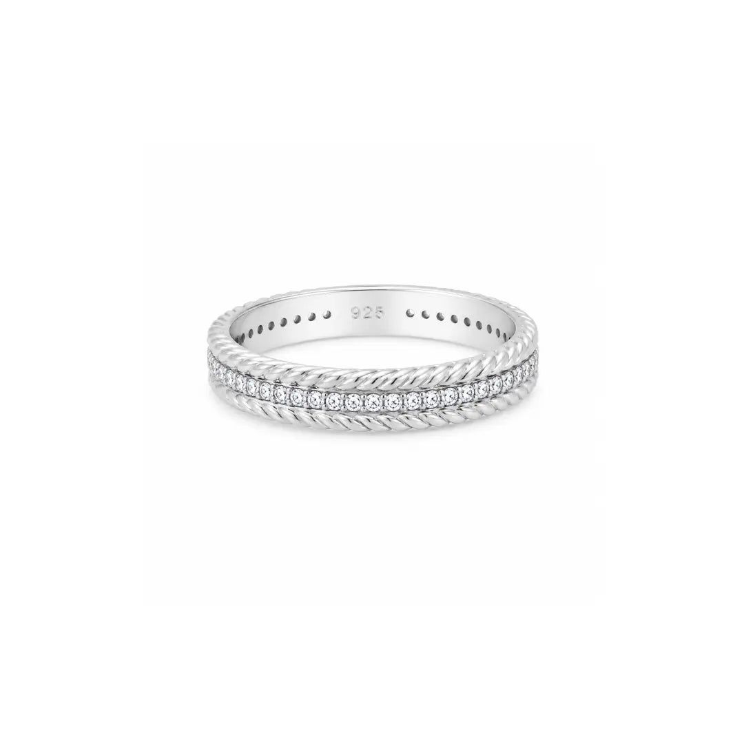 Mashha Twisted Elegance 925 Silver Band Ring Mashha