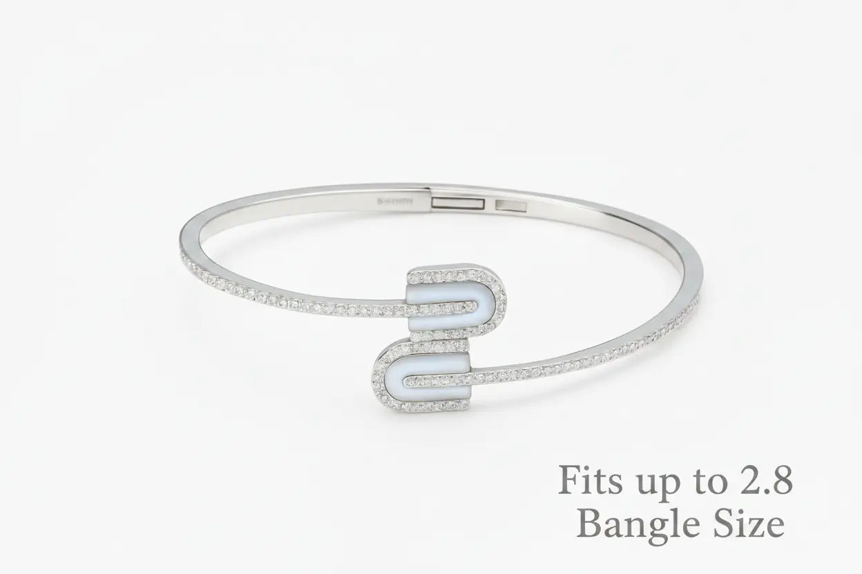 Mashha 925 Silver Lustre U-Curve Silver Bangle Mashha