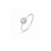 Mashha 925 Silver Rhodium Plated Floral Solitaire Ring Mashha
