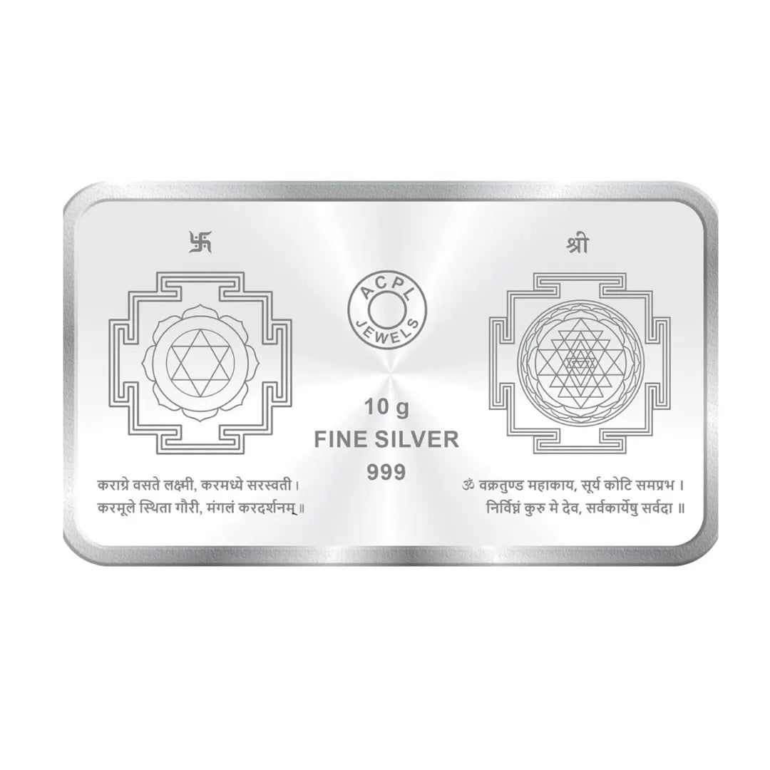 Mashha 10g Fine Silver 999 Lakshmi–Ganesha Bar (Shubh Labh Edition) Mashha