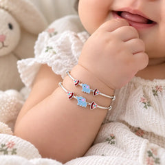 Mashha 925 Silver Baby Kada – Elephant & Pizza Edition Mashha