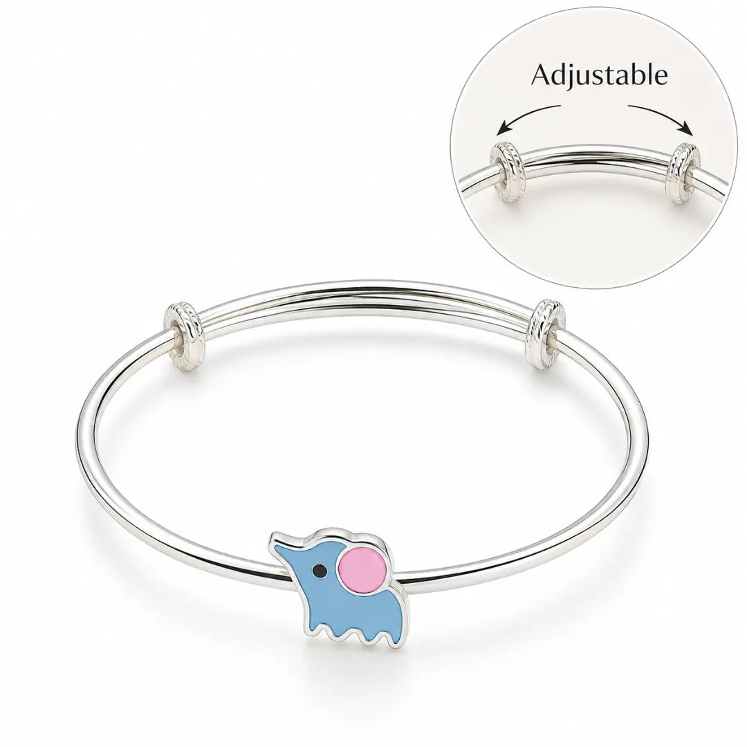 Mashha 925 Silver Blue Elephant Baby Bangles Mashha
