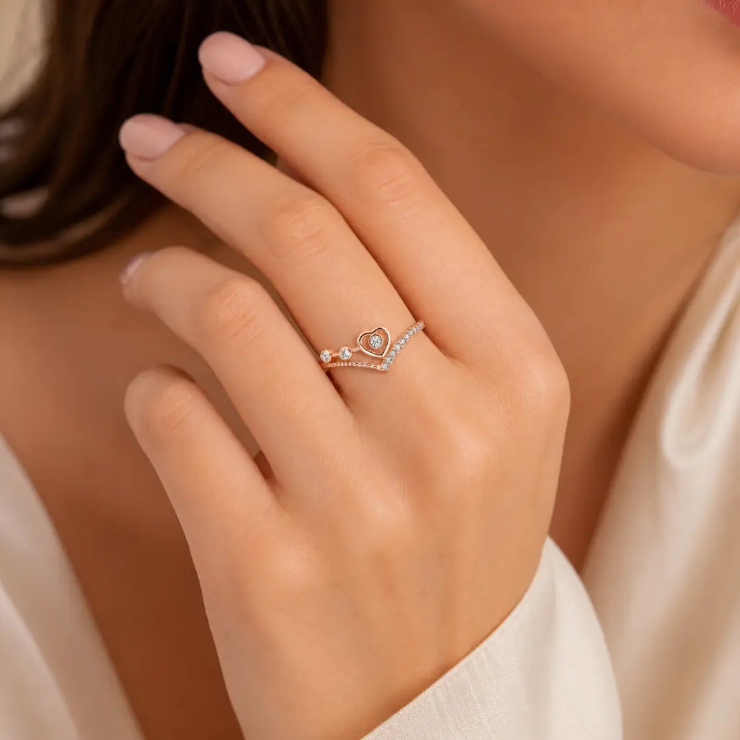 Mashha 925 Silver Celeste Heartline Ring Mashha