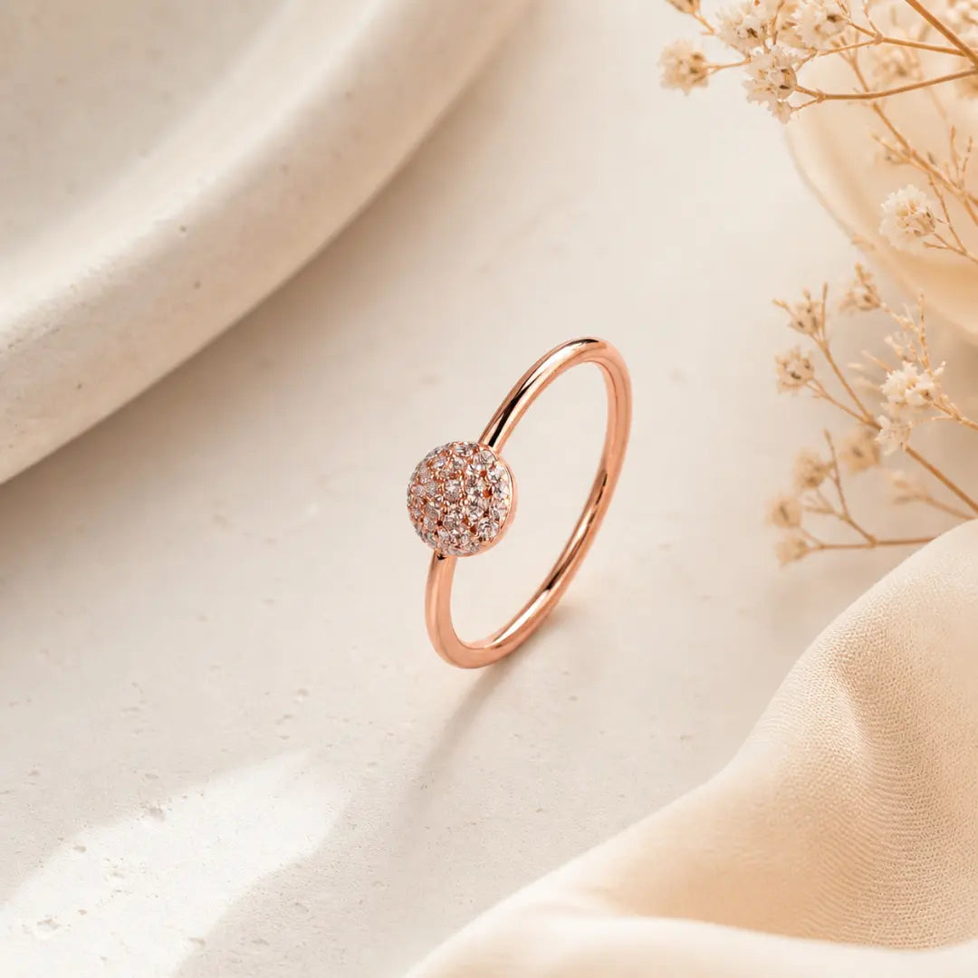 Mashha 925 Silver Celestia Orb Ring (Rose Gold) Mashha