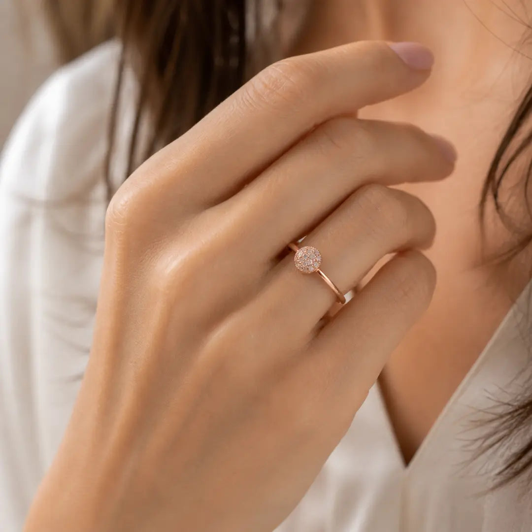 Mashha 925 Silver Celestia Orb Ring (Rose Gold) Mashha