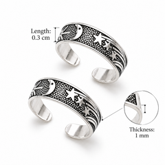 Mashha 925 Silver Rhodium Plated Celestial Toerings