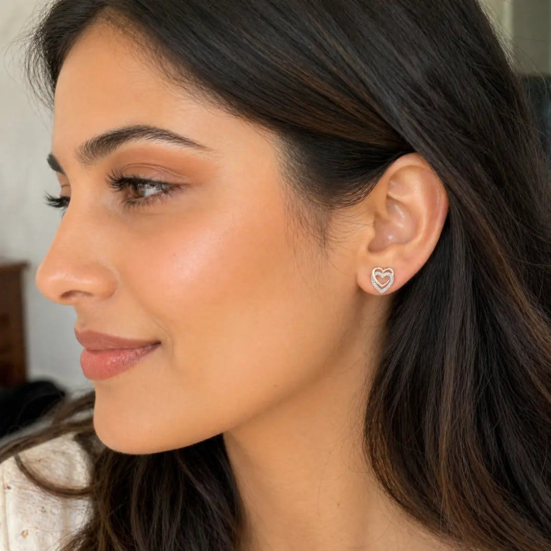 Mashha 925 Silver Noor-e-Dil Studs Mashha