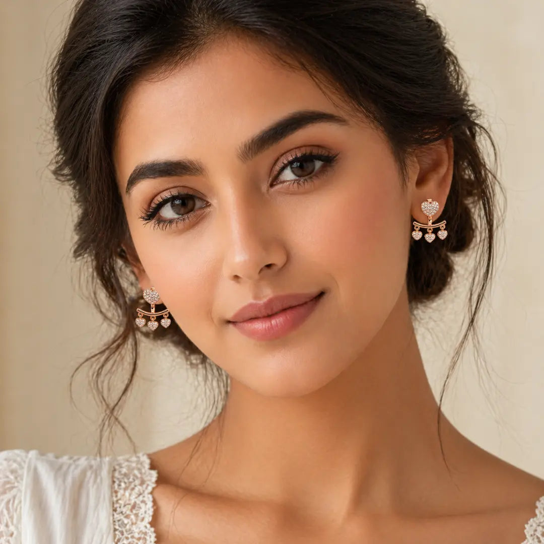 Mashha 925 Silver Stud cum Earring (Gold) Mashha
