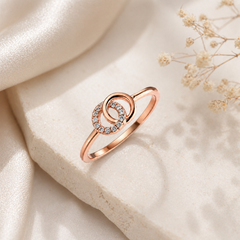 Mashha 925 Silver Rose Gold Interlock Sparkle Ring