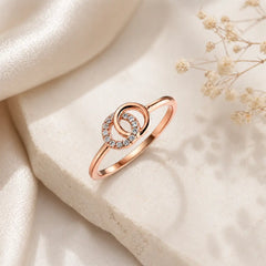 Mashha 925 Silver Rose Gold Interlock Sparkle Ring Mashha
